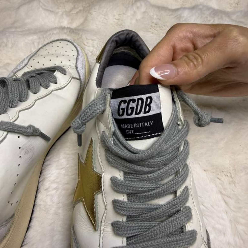 Golden Goose White and Gold Sneakers - Picture 3 of 6